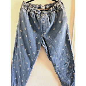 BDG Embroidered Denim Beach Pant - Smiley Face Size XL Straight Leg